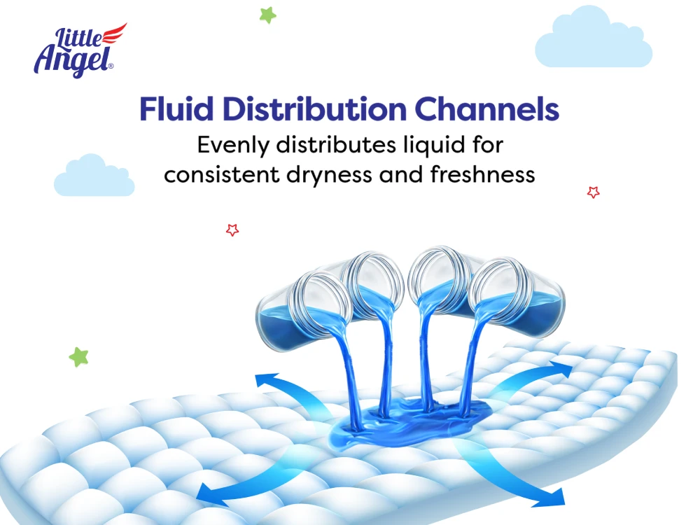 Extra Dry Diapers Fluid Distribution Channel Little Angel