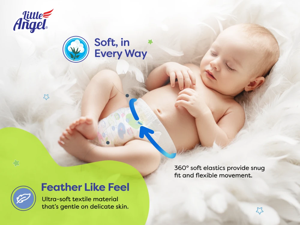 Extra Dry Diapers feather like feel Little Angel